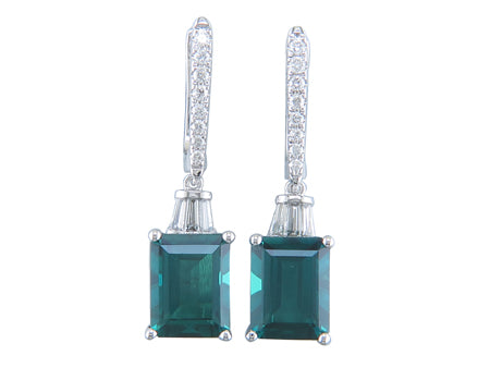 14KW Created Emerald Created Emerald Created White Sapphire Cubic Zirconia-E09457