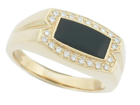 14KY Black Agate Dia Dia-G01821