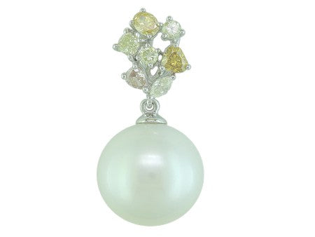 14KY South Sea Pearl Nature Fancy Color Diamond Nature Fancy Color Diamond-PG3548