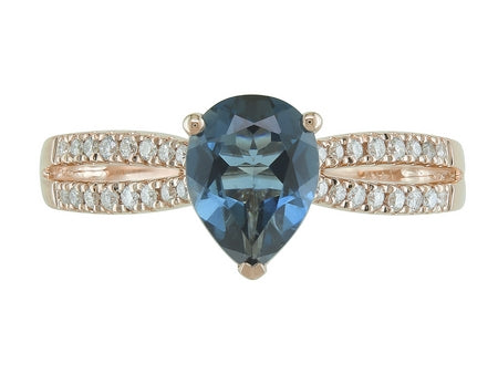 14KP London Blue Topaz Dia Dia-R35350