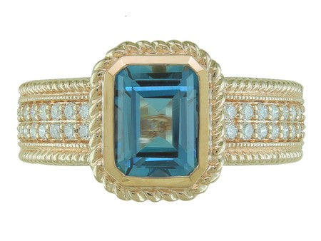 14KP London Blue Topaz Dia Dia-R35969