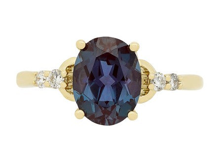 14KY Created Alexandrite Dia Dia-R36209