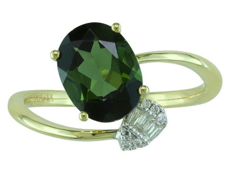 14KTT Green Tourmaline Dia Dia-RG6009