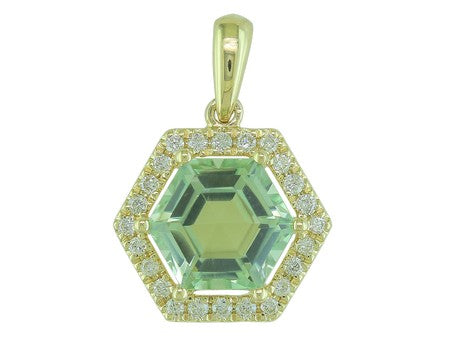 14KY Green Amethyst Dia Dia-PE3921