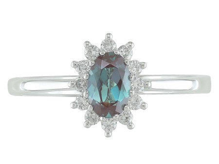 14KY Created Alexandrite Dia Dia-R15521