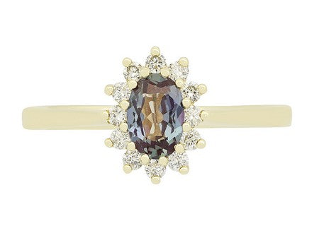 14KY Created Alexandrite Dia Dia-R15521