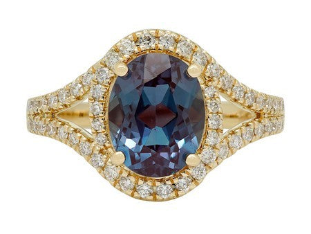 14KY Created Alexandrite Dia Dia-R34773