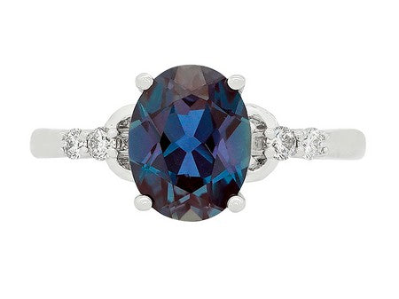 14KY Created Alexandrite Dia Dia-R36209