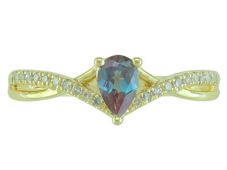 10KY Created Alexandrite Dia Dia-R36273