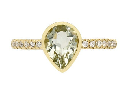 14KY Green Amethyst Dia Dia-R36567