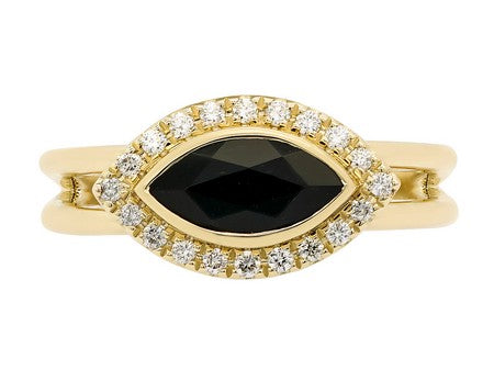 14KW Black Agate Dia Dia-R36572