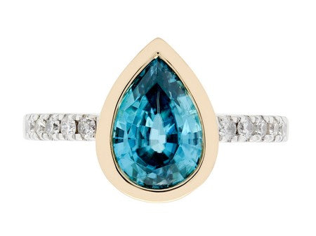 14KTT Blue Zircon Dia Dia-R37214