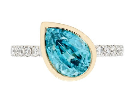 14KTT Blue Zircon Dia Dia-R37215
